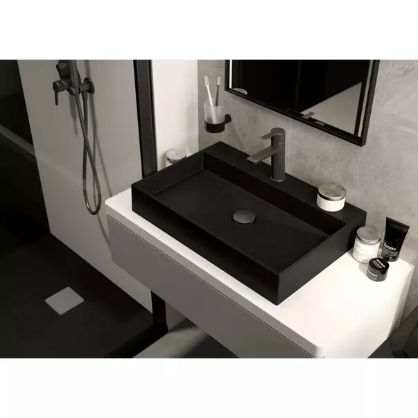 Cadita dus patrata Deante Correo negru mat 90x90 cm picture - 6