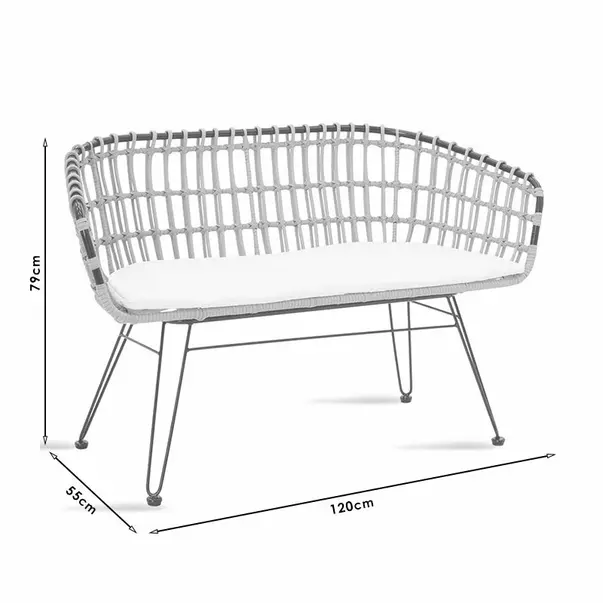 Canapea 2 locuri Pakoworld Naoki natural metal  120x55x79cm picture - 10