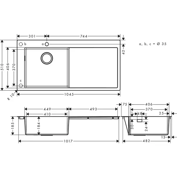 Chiuveta bucatarie Hansgrohe S71 inox 104.5x51 cm picurator stanga picture - 2