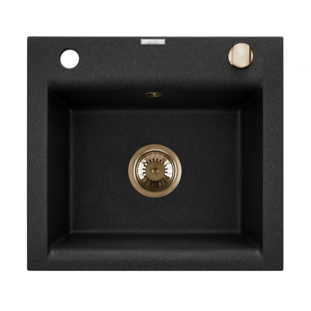 Chiuveta compozit Invena Tesalia negru – auriu 48×44 cm 48x44