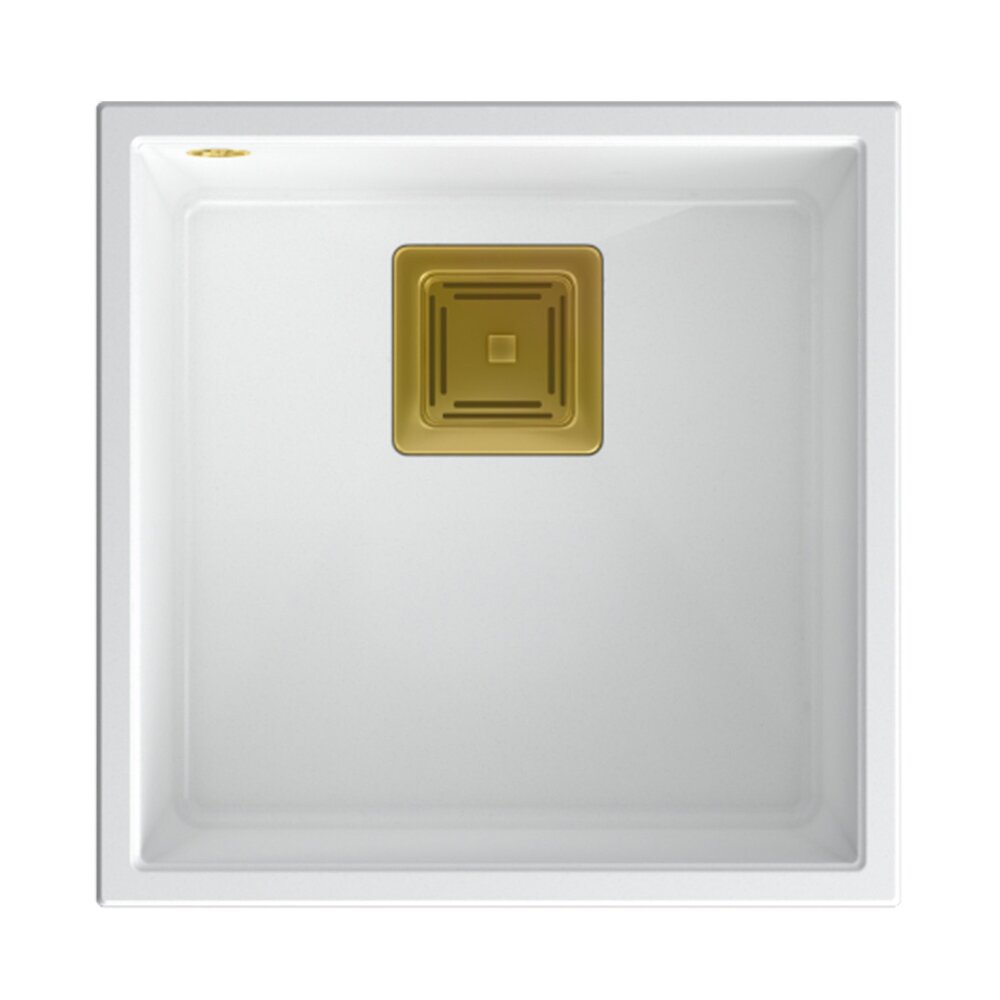 Chiuveta compozit sub blat Quadron Unique David 40 alb – auriu 42×42 cm 42x42