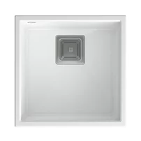 Chiuveta compozit Quadron Unique David 40 alb - inox 42x42 cm