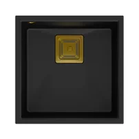 Chiuveta compozit Quadron Unique David 40 negru carbon - auriu 42x42 cm