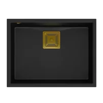 Chiuveta compozit Quadron Unique David 50 negru carbon - auriu 55x42 cm