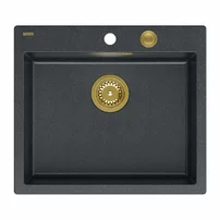Chiuveta compozit Quadron Unique Morgan 110 negru - auriu 57x50 cm