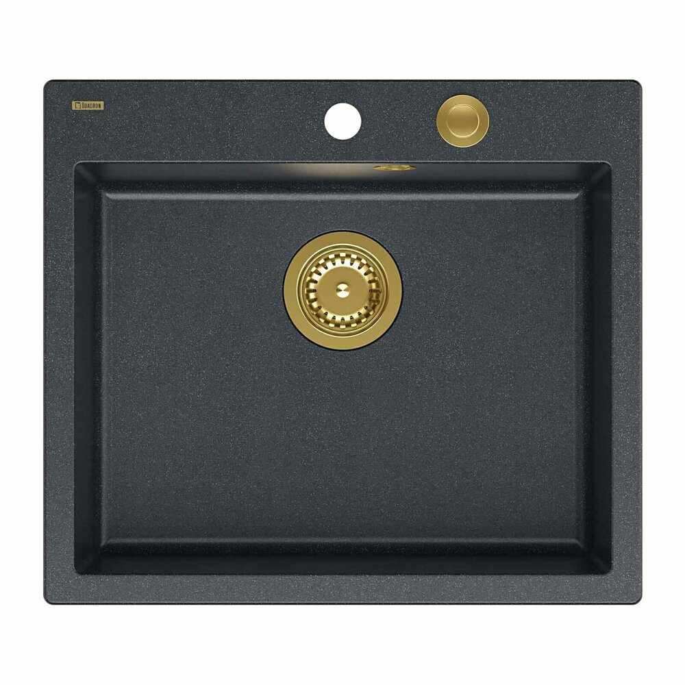 Chiuveta compozit incastrata Quadron Unique Morgan 110 negru – auriu 57×50 cm 110 imagine 2022