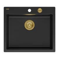Chiuveta compozit Quadron Unique Morgan 110 negru carbon - auriu 57x50 cm