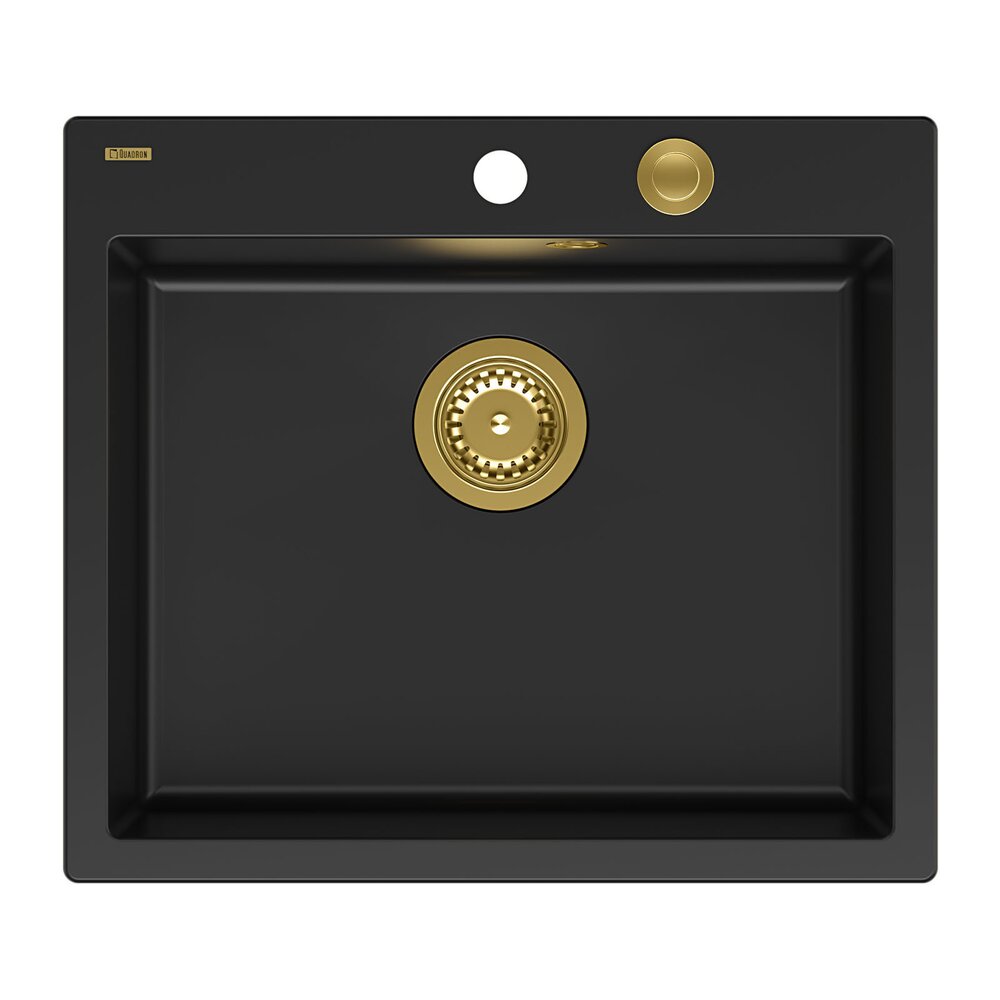 Chiuveta compozit Quadron Unique Morgan 110 negru carbon – auriu 57×50 cm