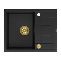 Chiuveta compozit Quadron Unique Morgan 116 negru carbon - auriu 62x50 cm