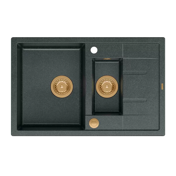 Chiuveta compozit Quadron Unique Morgan 156 negru - auriu 78x50 cm