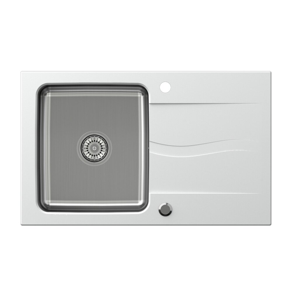 Chiuveta compozit incastrata Quadron Pop Michael 111 finisaj inox – alb 78×48 cm 111