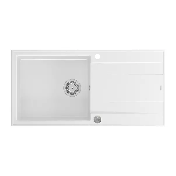Chiuveta compozit incastrata Quadron Unique Evan 146 XL alb - inox 100x50 cm