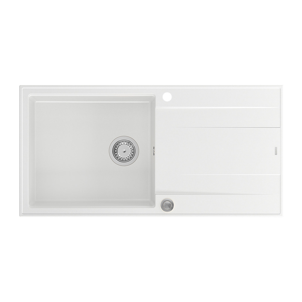 Chiuveta compozit Quadron Unique Evan 146 XL alb – inox 100×50 cm 100x50