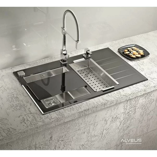 Chiuveta inox Alveus Crystalix 20 finisaj personalizat 86x54 cm stanga picture - 6