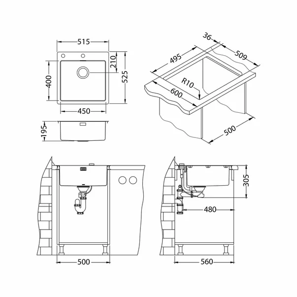 Chiuveta inox Alveus Pure 30 finisaj auriu 52x53 cm picture - 3