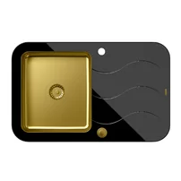 Chiuveta inox incastrata Quadron Unique Glen 211 finisaj auriu - negru 78x50 cm