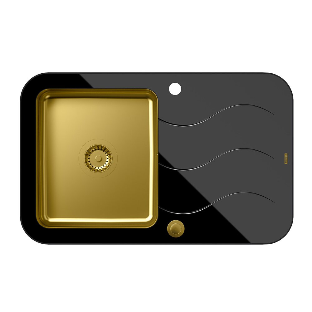 Chiuveta inox Quadron Unique Glen 211 finisaj auriu – negru 78×50 cm 211