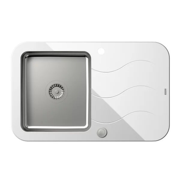 Chiuveta inox Quadron Unique Glen 211 finisaj inox - alb 78x50 cm