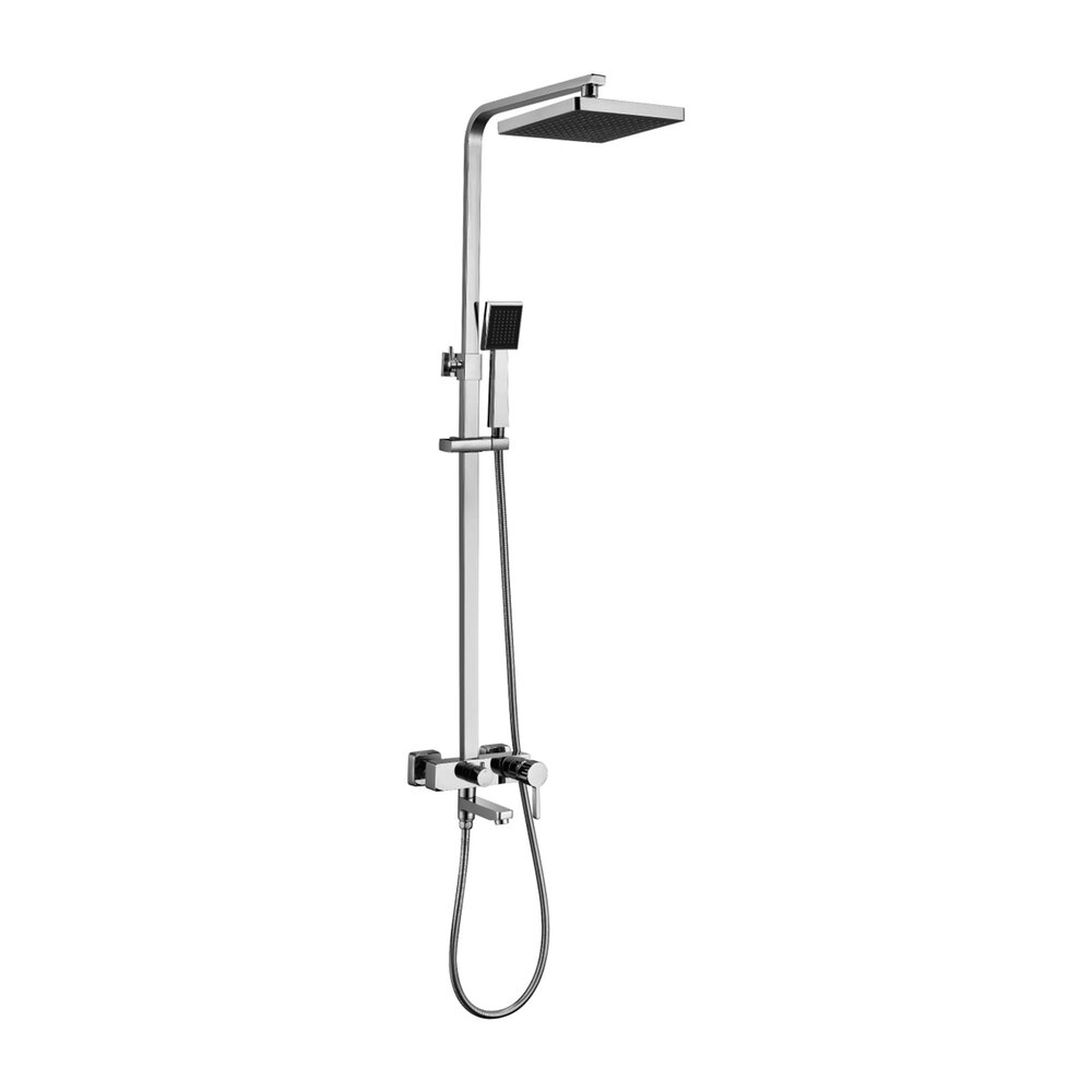 Coloana de dus cu baterie monocomanda si pipa pivotanta crom/negru Lemark Tropic baie