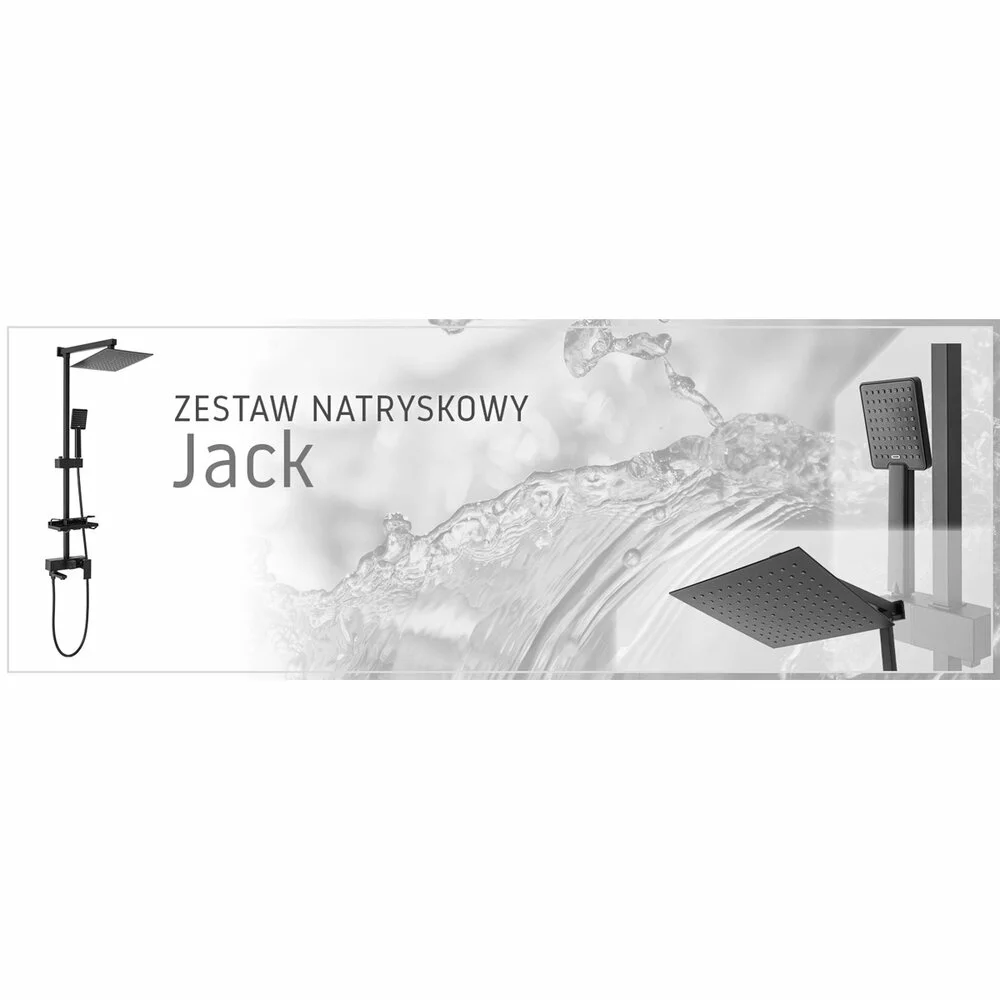 Coloana de dus cu pipa cada negru mat Rea Jack 5902557349203