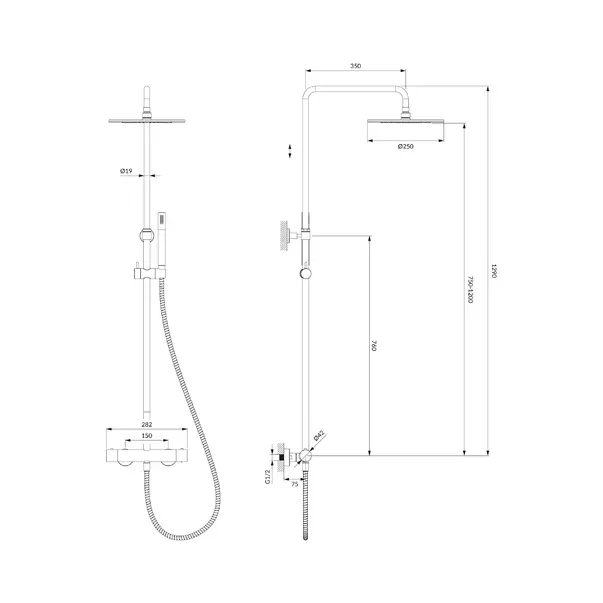 Coloana de dus cu termostat Omnires Y cupru periat picture - 2