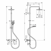 Coloana de dus cu baterie termostatata negru mat Hansgrohe Vernis Blend 200 cu 2 functii picture - 2