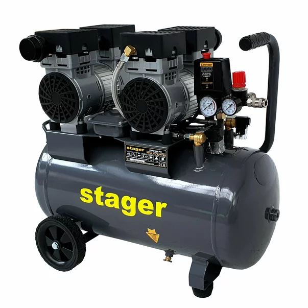 Compresor aer silentios 50L Stager HM0.75x2JW/50 8bar, 270L/min, monofazat, angrenare directa