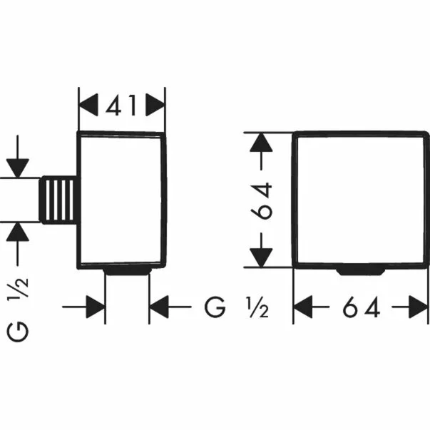 Cot conector dus Hansgrohe FixFit Square alb mat picture - 2