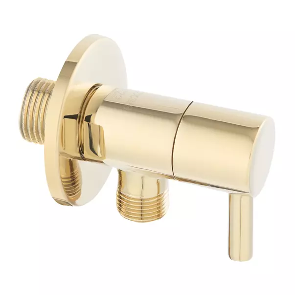 Robinet coltar Ferro 1/2”x1/2” rotund cu finisaj auriu lucios