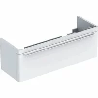 Dulap baza pentru lavoar dublu suspendat alb Geberit Myday 1 sertar 116 cm