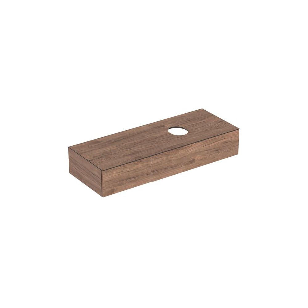 Dulap baza pentru lavoar pe blat Geberit Variform nuc 2 sertare 135 cm Dulap baza pentru lavoar pe blat Geberit Variform nuc 2 sertare 135 cm