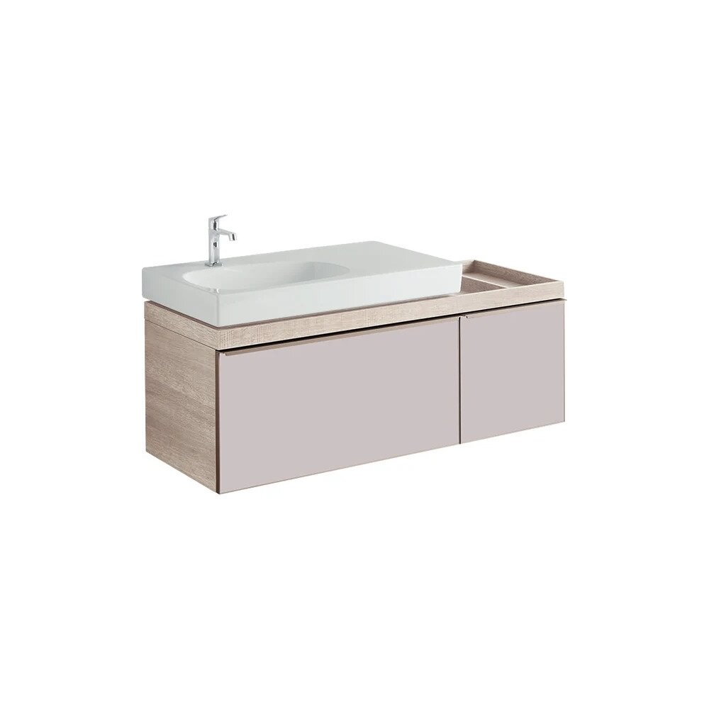 Dulap baza pentru lavoar suspendat bej Geberit Citterio 2 sertare dreapta 134 cm 134