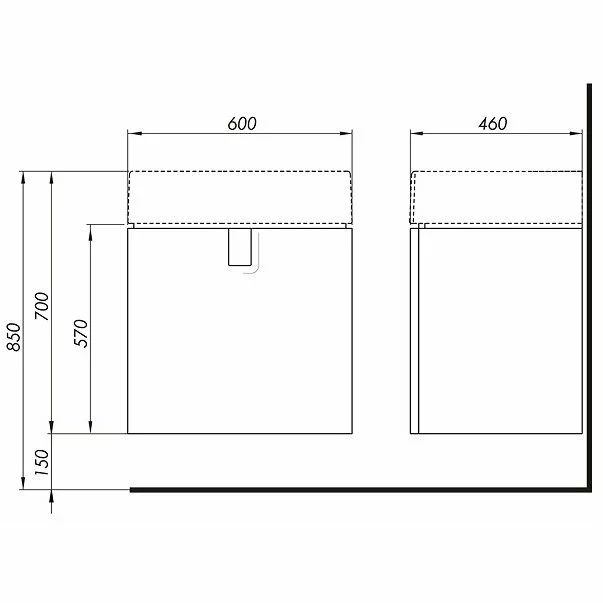 Dulap baza pentru lavoar suspendat cu sertar Kolo Twins 60 cm, negru mat picture - 2