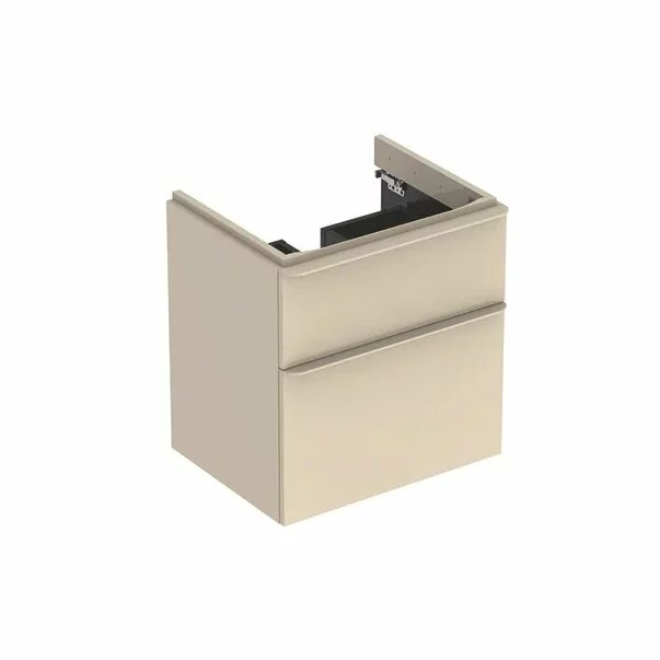 Dulap baza pentru lavoar suspendat Geberit Smyle Square gri nisip 2 sertare 59 cm