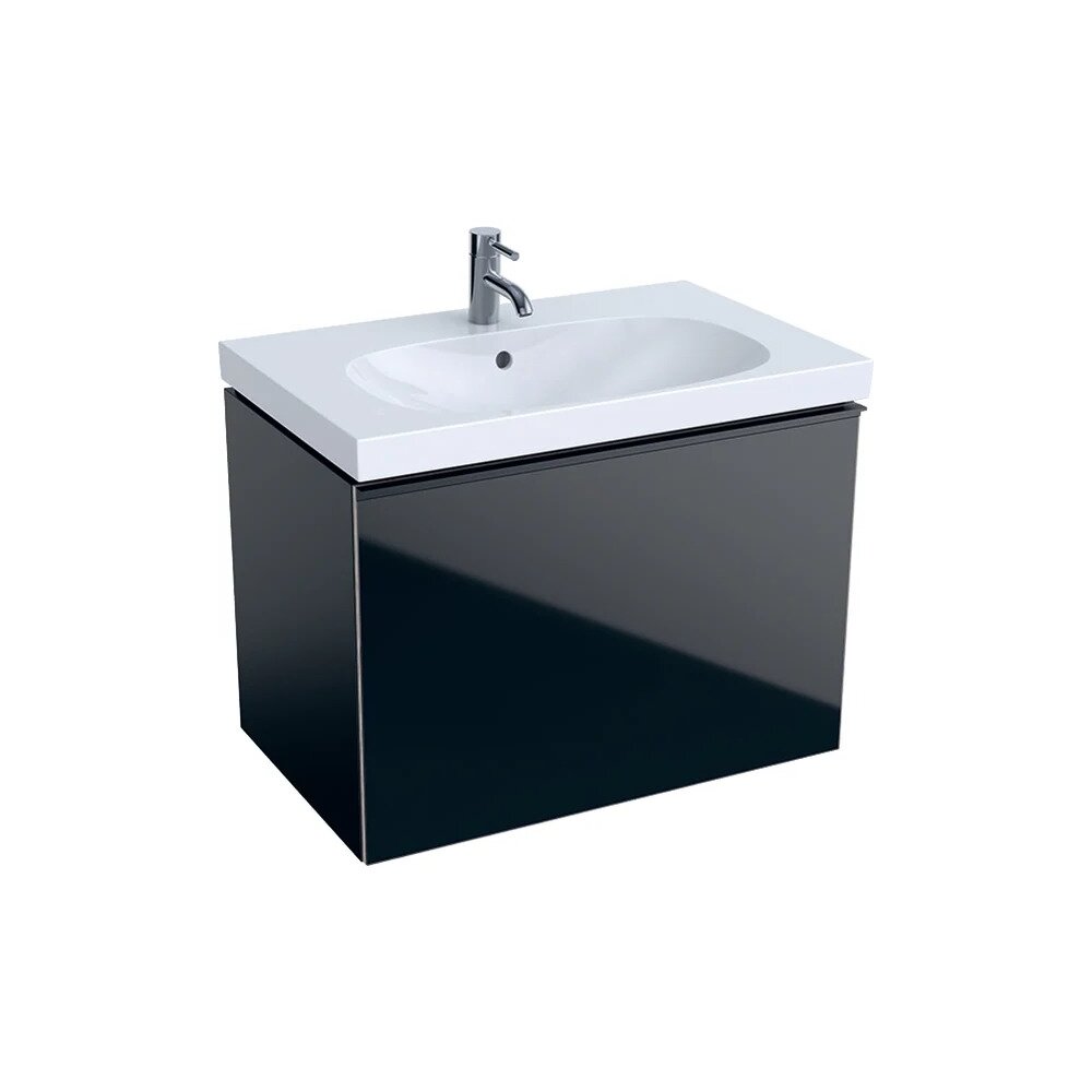 Dulap baza pentru lavoar suspendat negru Geberit Acanto 1 sertar 74 cm Acanto