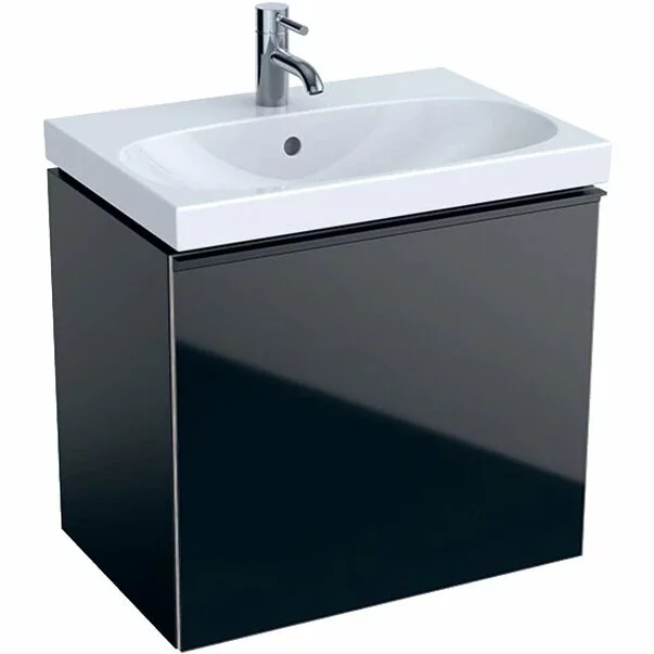 Dulap baza pentru lavoar suspendat proiectie mica negru Geberit Acanto 1 sertar 60 cm
