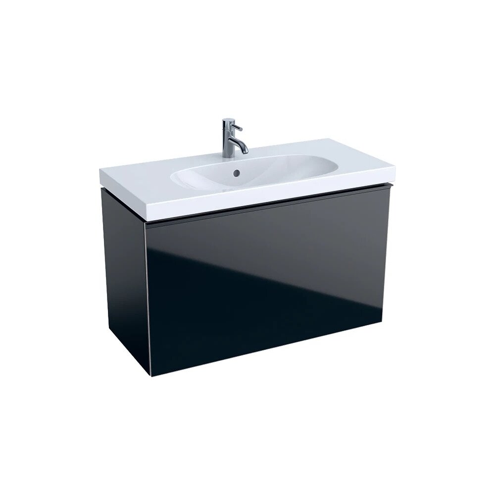 Dulap baza pentru lavoar suspendat proiectie mica negru Geberit Acanto 1 sertar 89 cm Acanto
