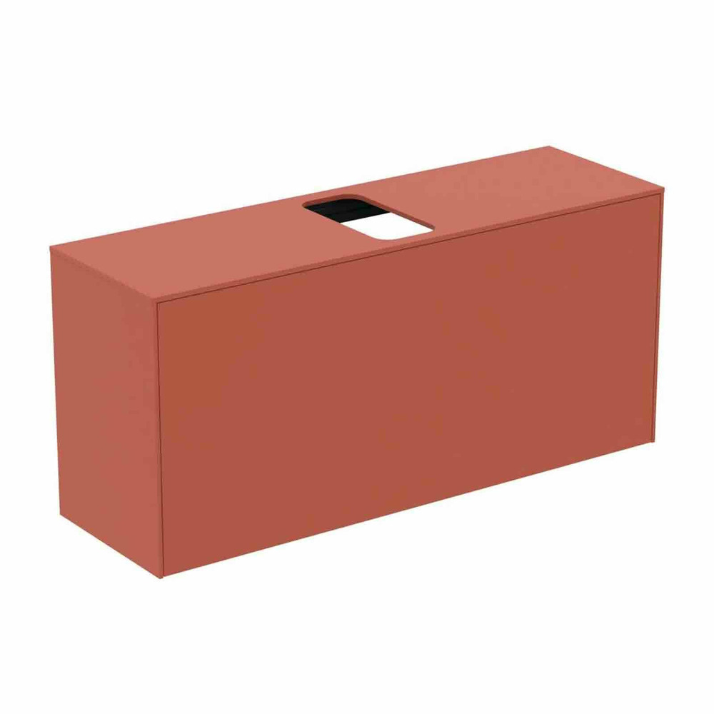 Dulap baza suspendat Ideal Standard Atelier Conca 1 sertar si blat cu decupaj central 120 cm rosu – oranj mat 120