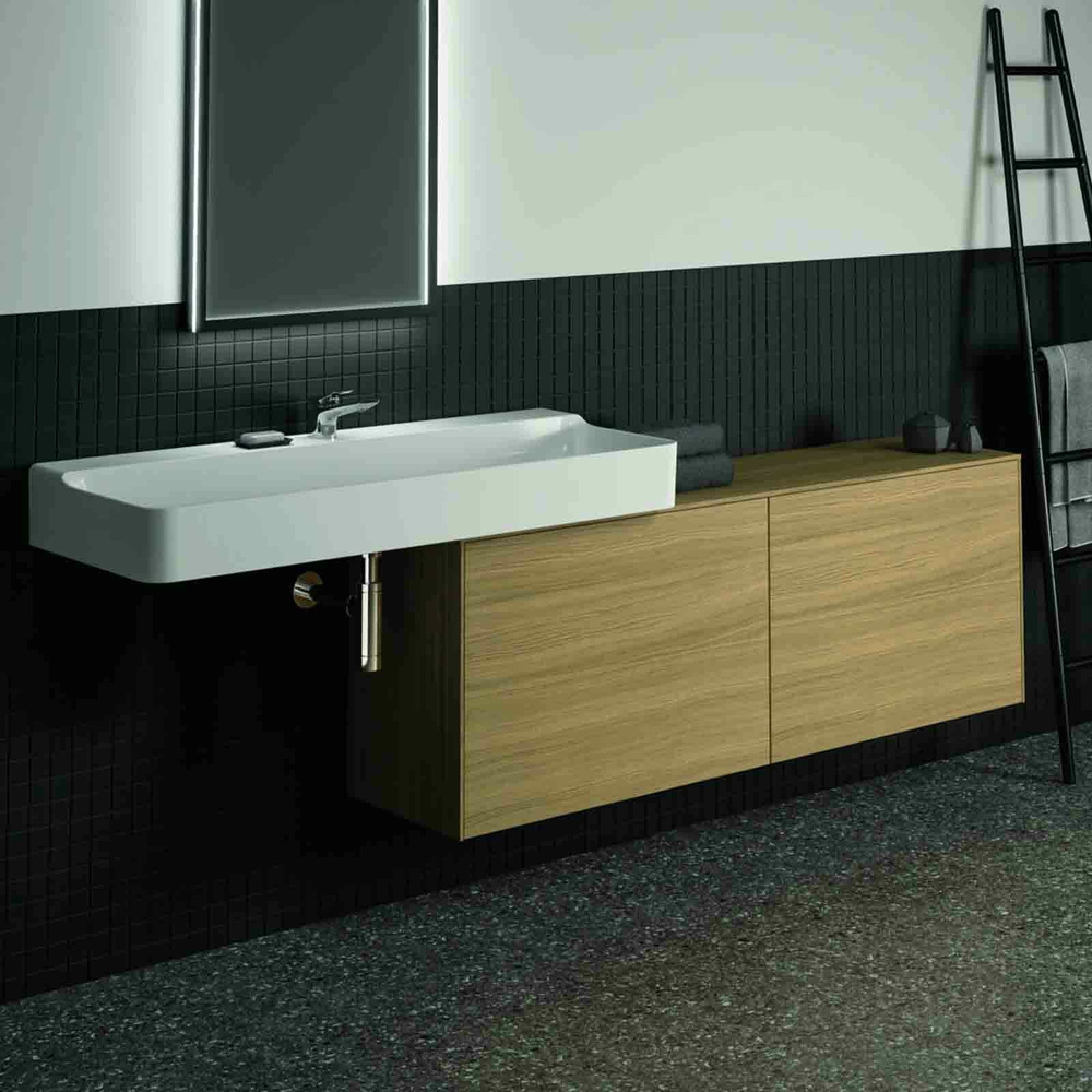 Dulap baza suspendat Ideal Standard Atelier Conca 2 sertare cu blat 160 cm finisaj stejar deschis 160