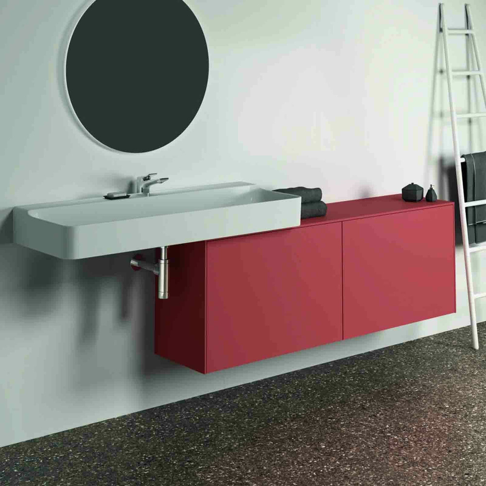 Dulap baza suspendat Ideal Standard Atelier Conca 2 sertare cu blat 160 cm rosu – oranj mat 160