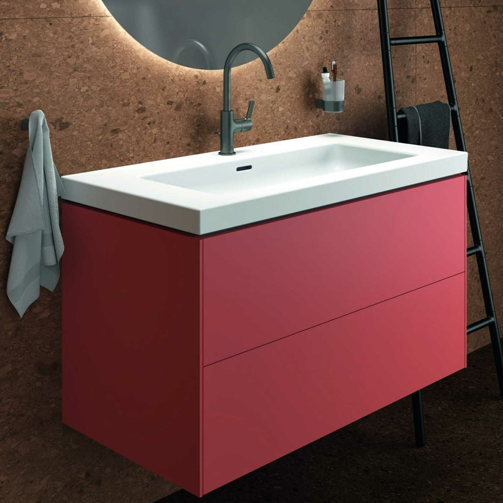 Dulap baza suspendat Ideal Standard Atelier Conca 2 sertare rosu – oranj 100 cm 100