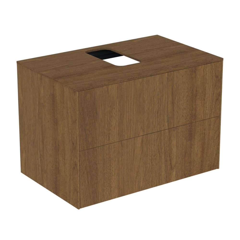 Dulap baza suspendat Ideal Standard Atelier Conca finisaj nuc inchis 2 sertare si blat cu decupaj central 80 cm Dulap baza suspendat Ideal Standard Atelier Conca finisaj nuc inchis 2 sertare si blat cu decupaj central 80 cm