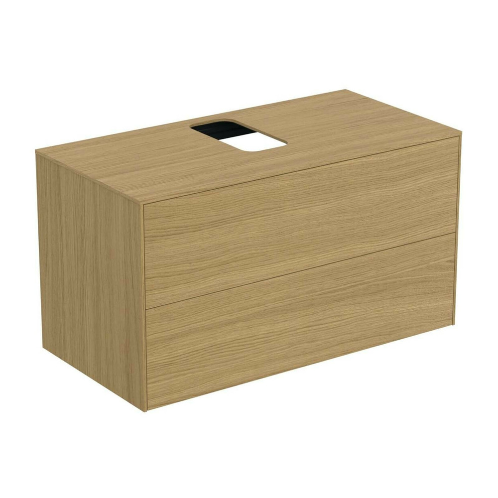 Dulap baza suspendat Ideal Standard Atelier Conca finisaj stejar deschis 2 sertare si blat cu decupaj central 100 cm Dulap baza suspendat Ideal Standard Atelier Conca finisaj stejar deschis 2 sertare si blat cu decupaj central 100 cm