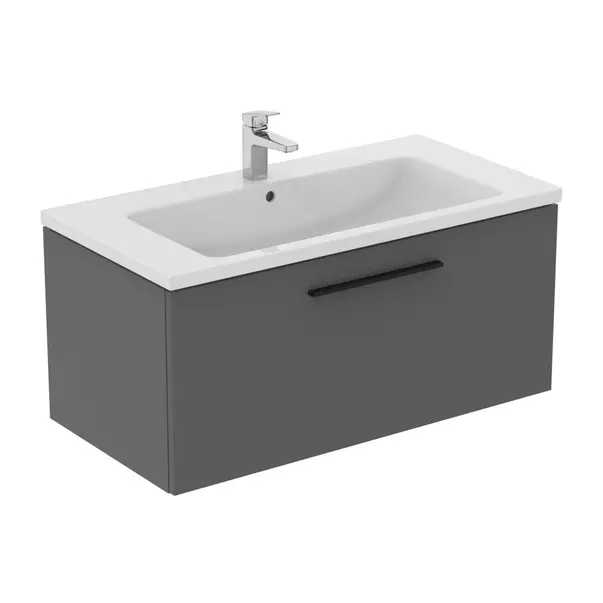 Dulap baza suspendat Ideal Standard i.life B gri quartz mat 1 sertar 100 cm picture - 3