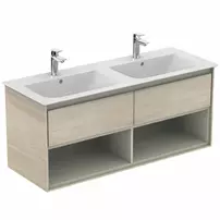 Dulap suspendat pentru lavoar maro deschis lemn Ideal Standard Connect Air 120 cm cu spatiu depozitare picture - 3