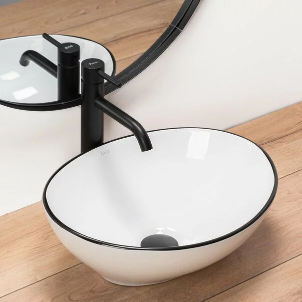 Lavoar alb/negru pe blat Rea Sofia Black Edge 41 cm picture - 2