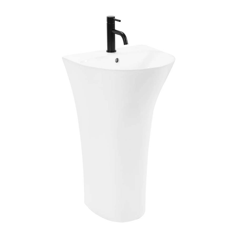 Lavoar freestanding Rea Rita Slim asimetric finisaj alb lucios 48 cm alb