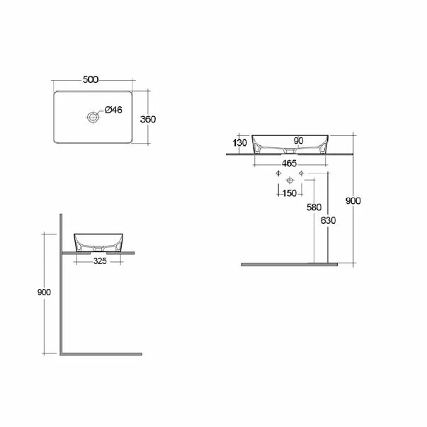 Lavoar gri mat rectangular Rak Feeling 50x36 cm picture - 5