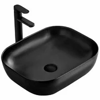 Lavoar negru mat pe blat Rea Belinda 47 cm