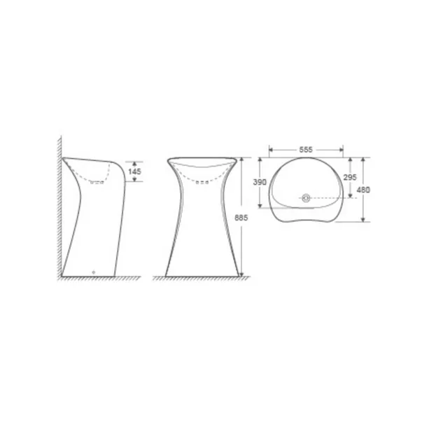 Lavoar freestanding Fluminia Superbe alb 56 cm picture - 3